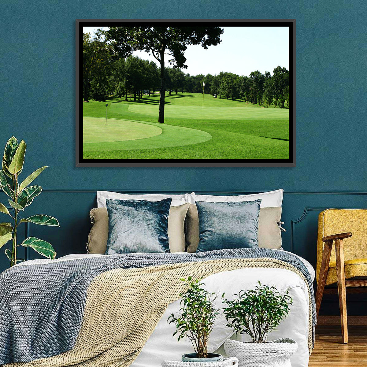 Oklahoma Golf Course Greens Wall Art in a room, landscape