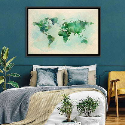 Green World Map Wall Art