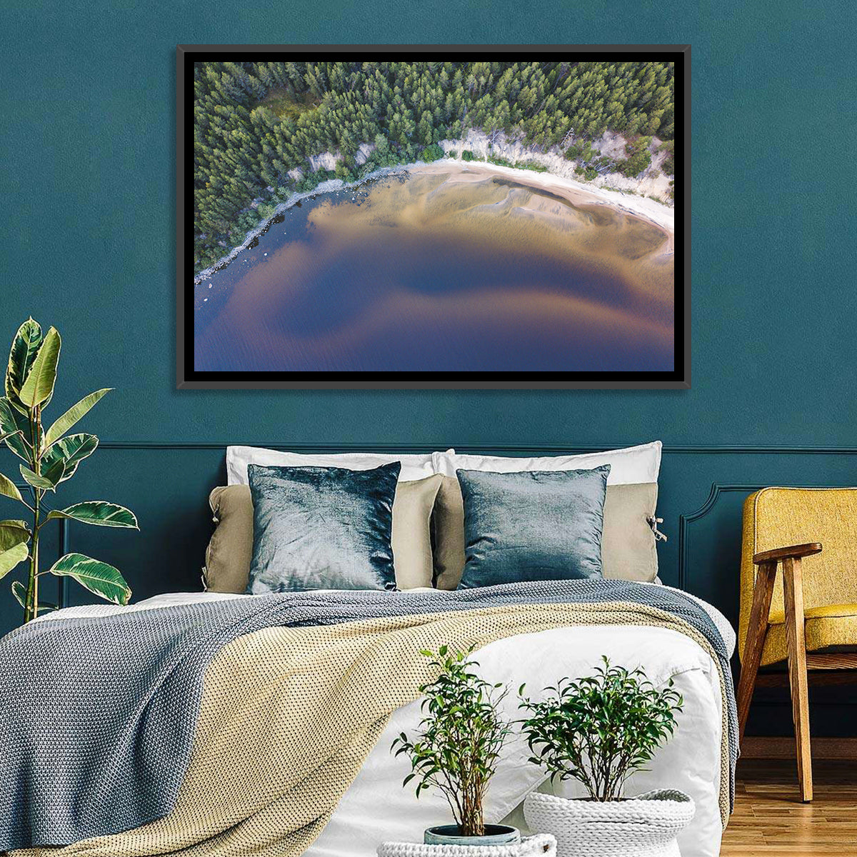 Lake Onega Shoreline Wall Art in a room, landscape