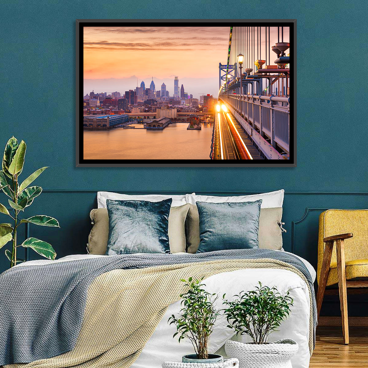 Benjamin Franklin Bridge, Philadelphia Wall Art in a room, landscape