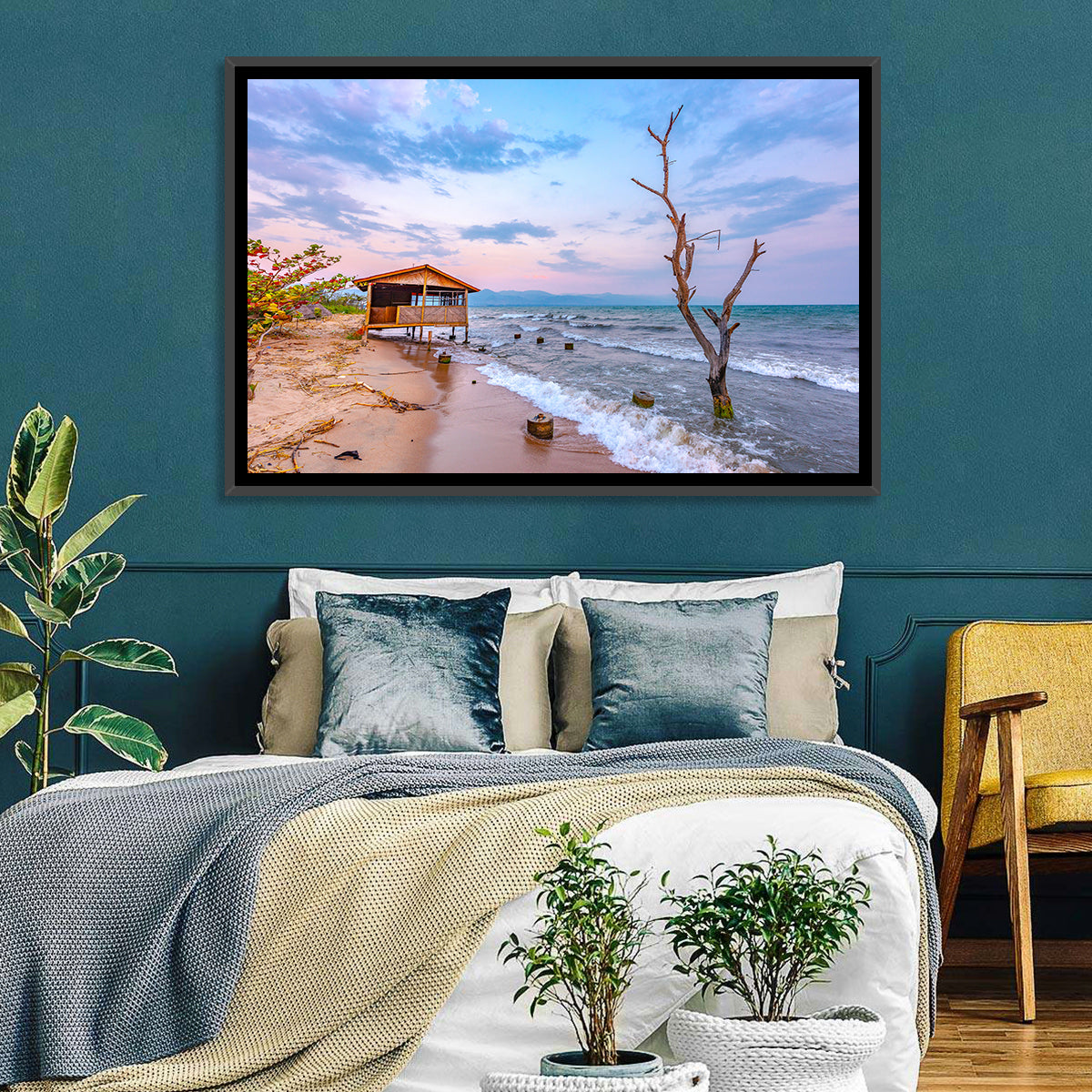 Tanganyika Shoreline at Dusk Wall Art in a room, landscape