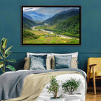 Punakha River Valley with Terraced Rice Fields Wall Art