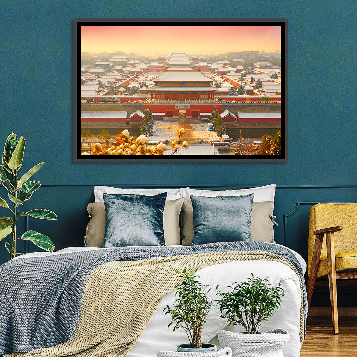 Forbidden City Gateway at Golden Hour Wall Art in a room, landscape
