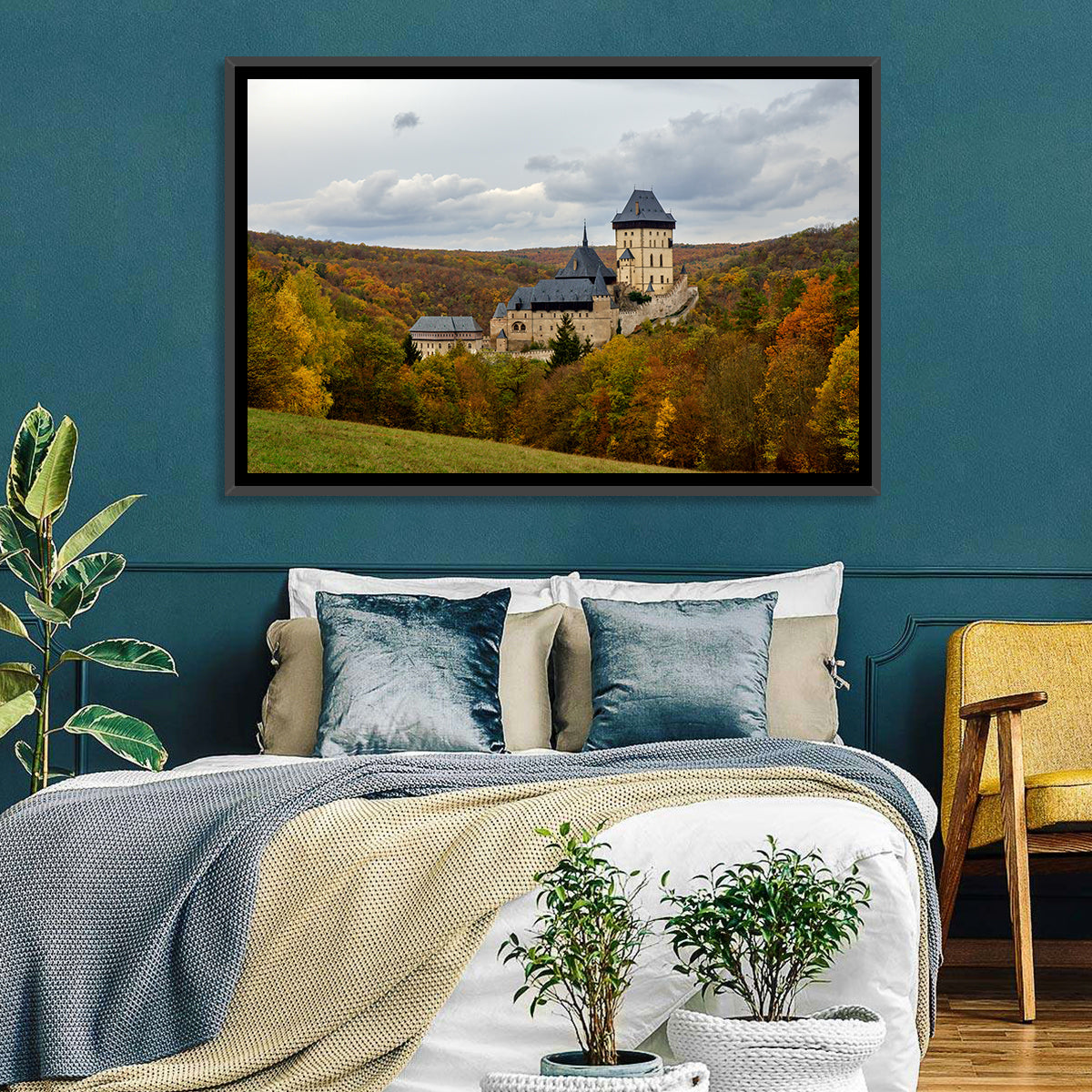 Karlštejn Castle in Autumn Forest Wall Art