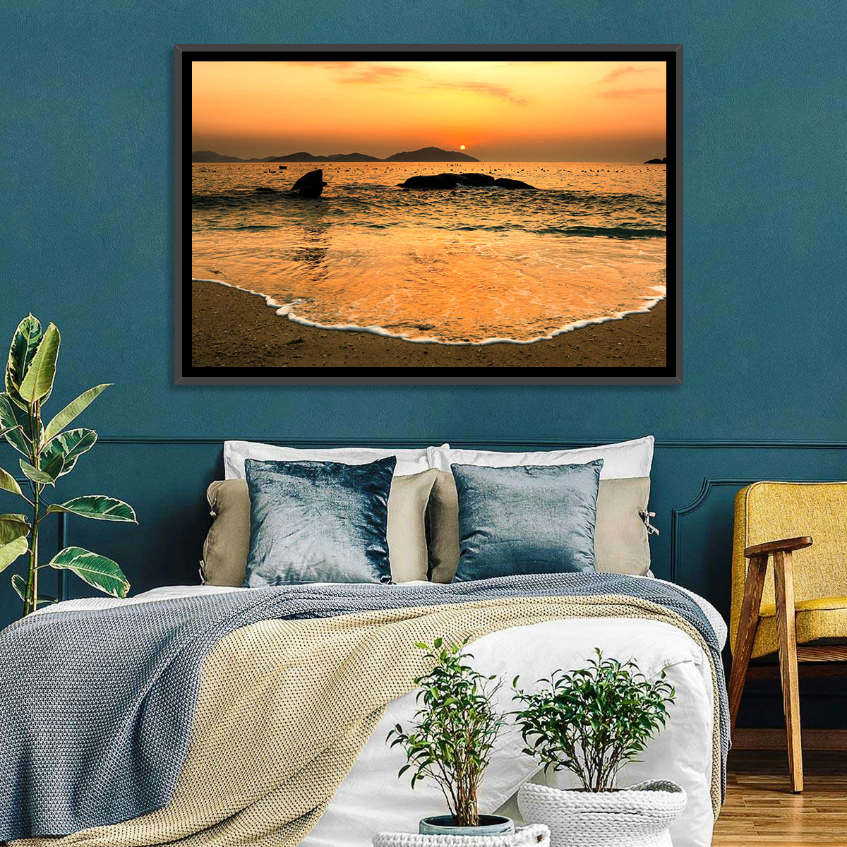 Khanh Hoa Beach Sunset Wall Art in a room, landscape