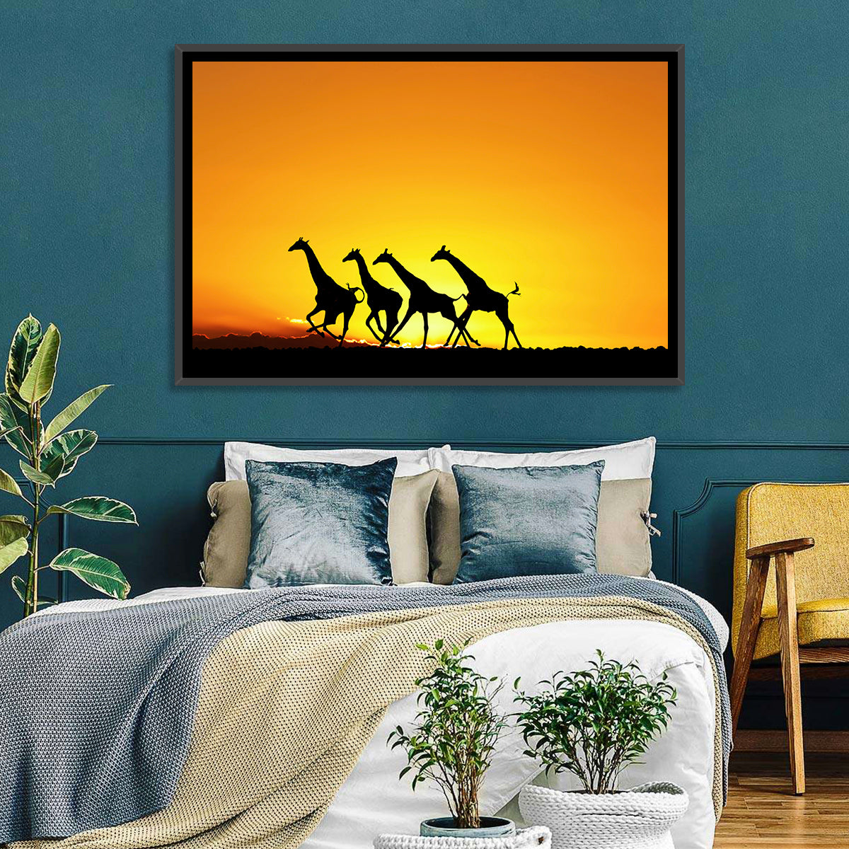 Savanna Giraffes at Sunset Wall Art