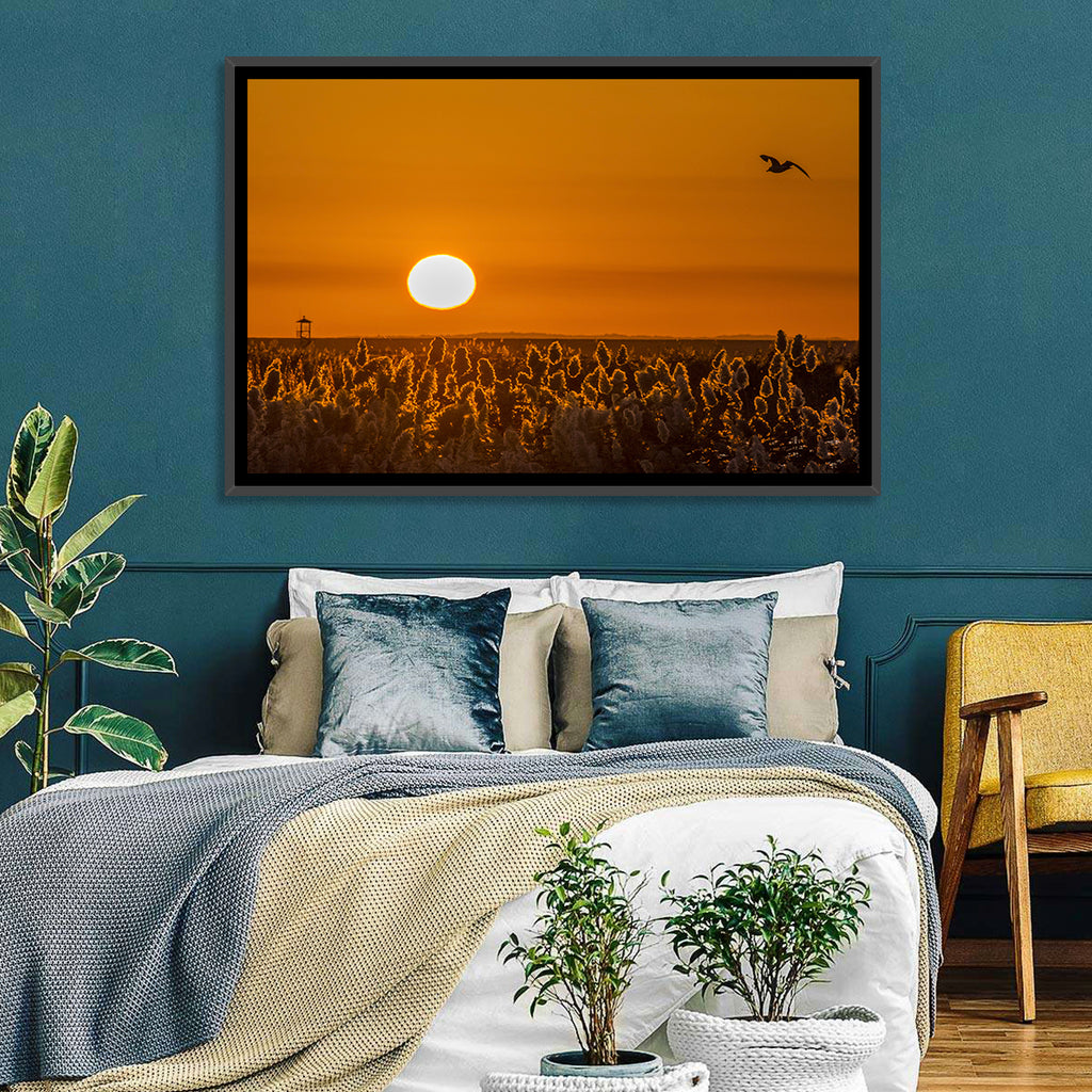 Golden Sunrise Over Reeds Wall Art