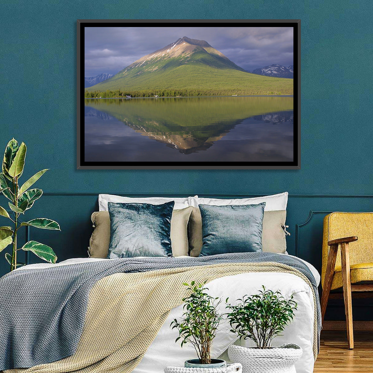 Mount Tanalian from Lake Clark Wall Art in a room, landscape