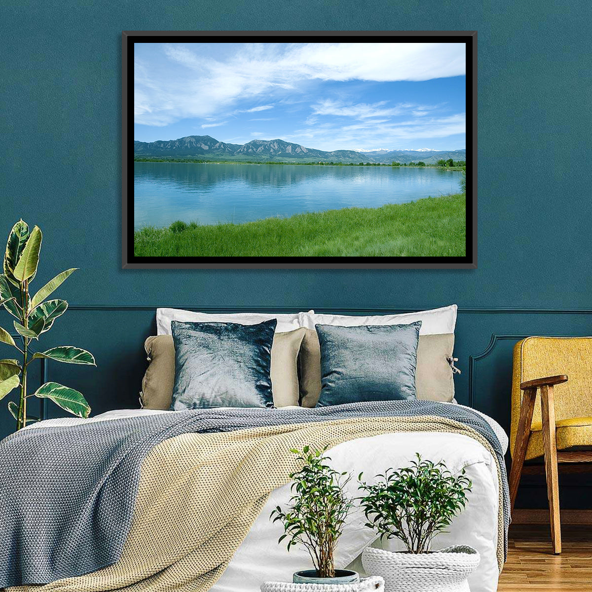 Boulder Reservoir and Flatirons Wall Art in a room, landscape