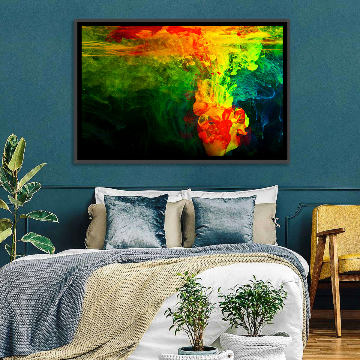 Dynamic Ink Plumes Abstract Wall Art