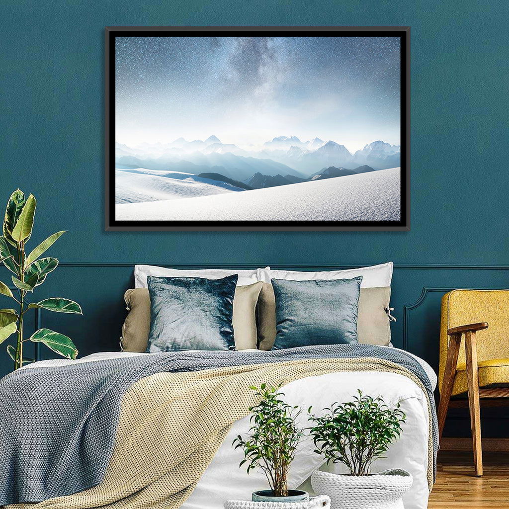 Starry Milky Way Over Snowy Peaks Wall Art