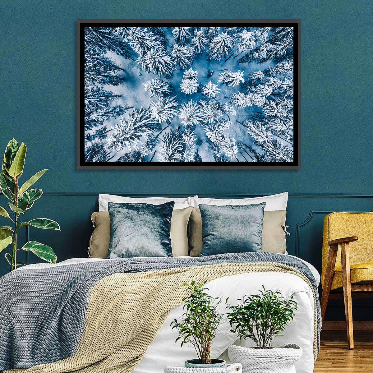 Aerial Snowy Evergreen Canopy Wall Art