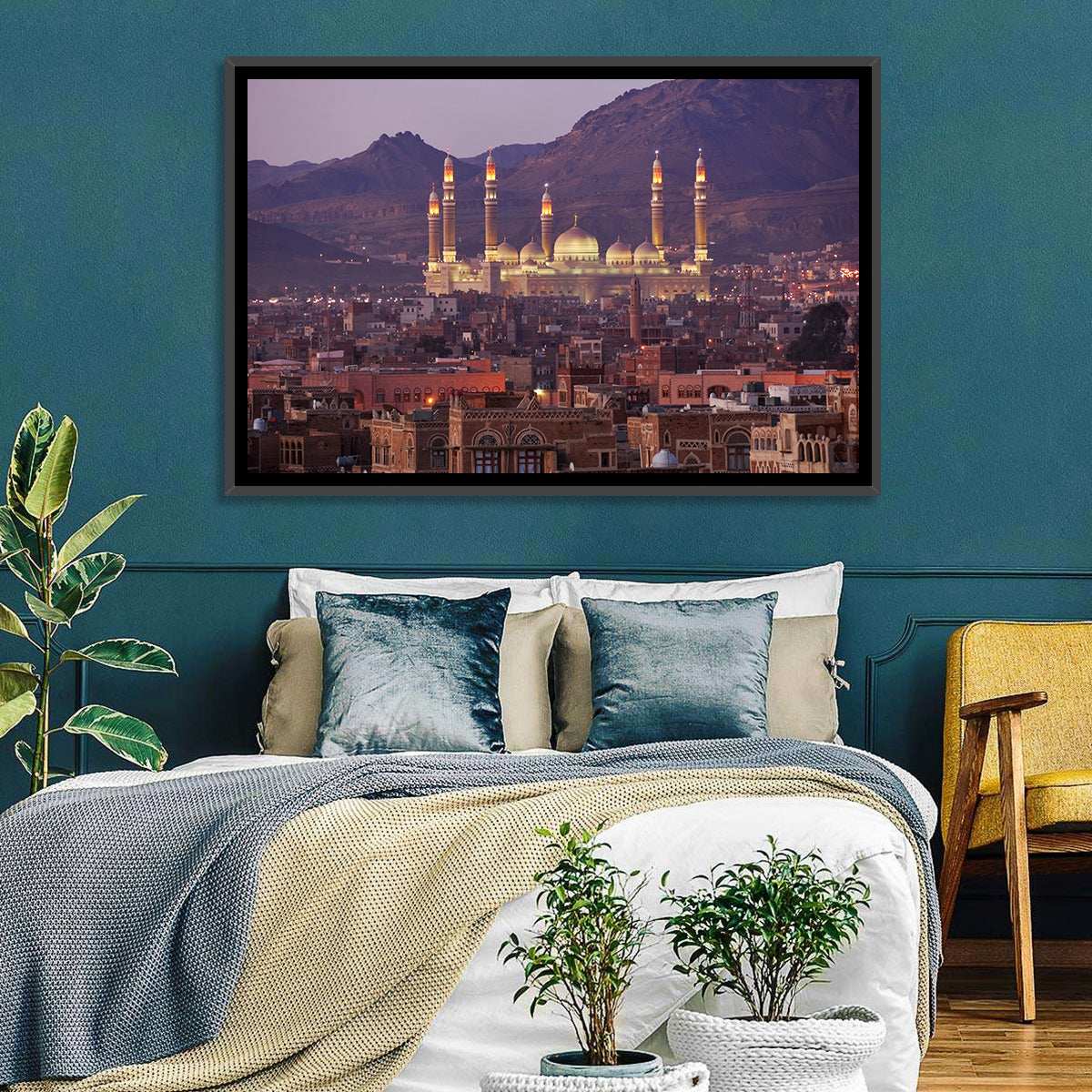 Al-saleh Mosque at Dusk Wall Art in a room, landscape