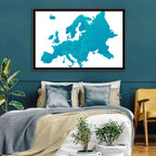 Teal Gradient Europe Map Wall Art