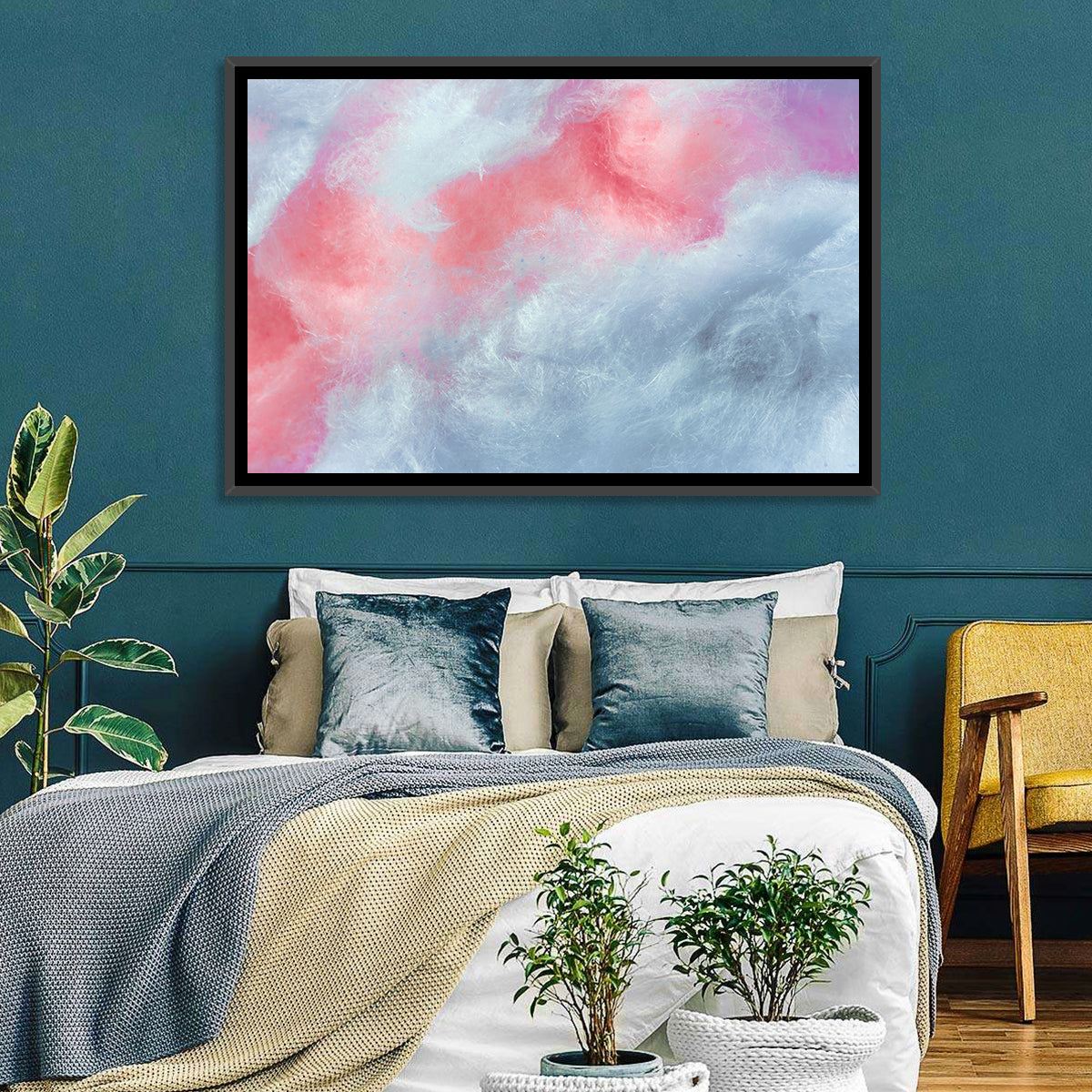 Spun Sugar Abstract Wall Art in a room, landscape