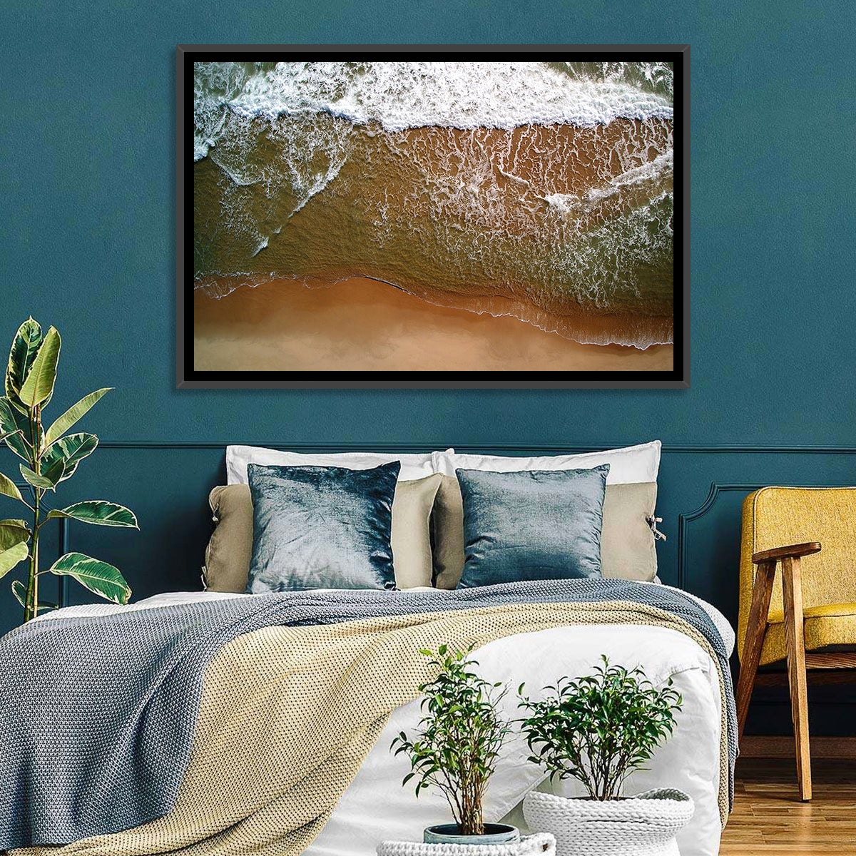 Misquamicut Beach Aerial View Wall Art in a room, landscape