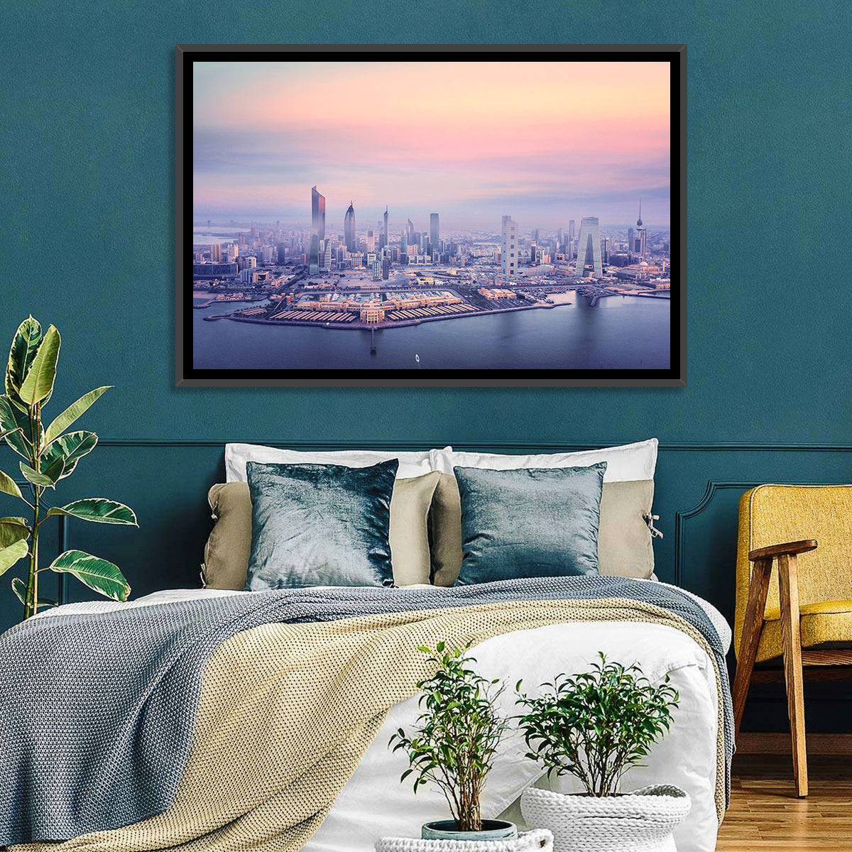 Kuwait City Twilight Skyline Wall Art