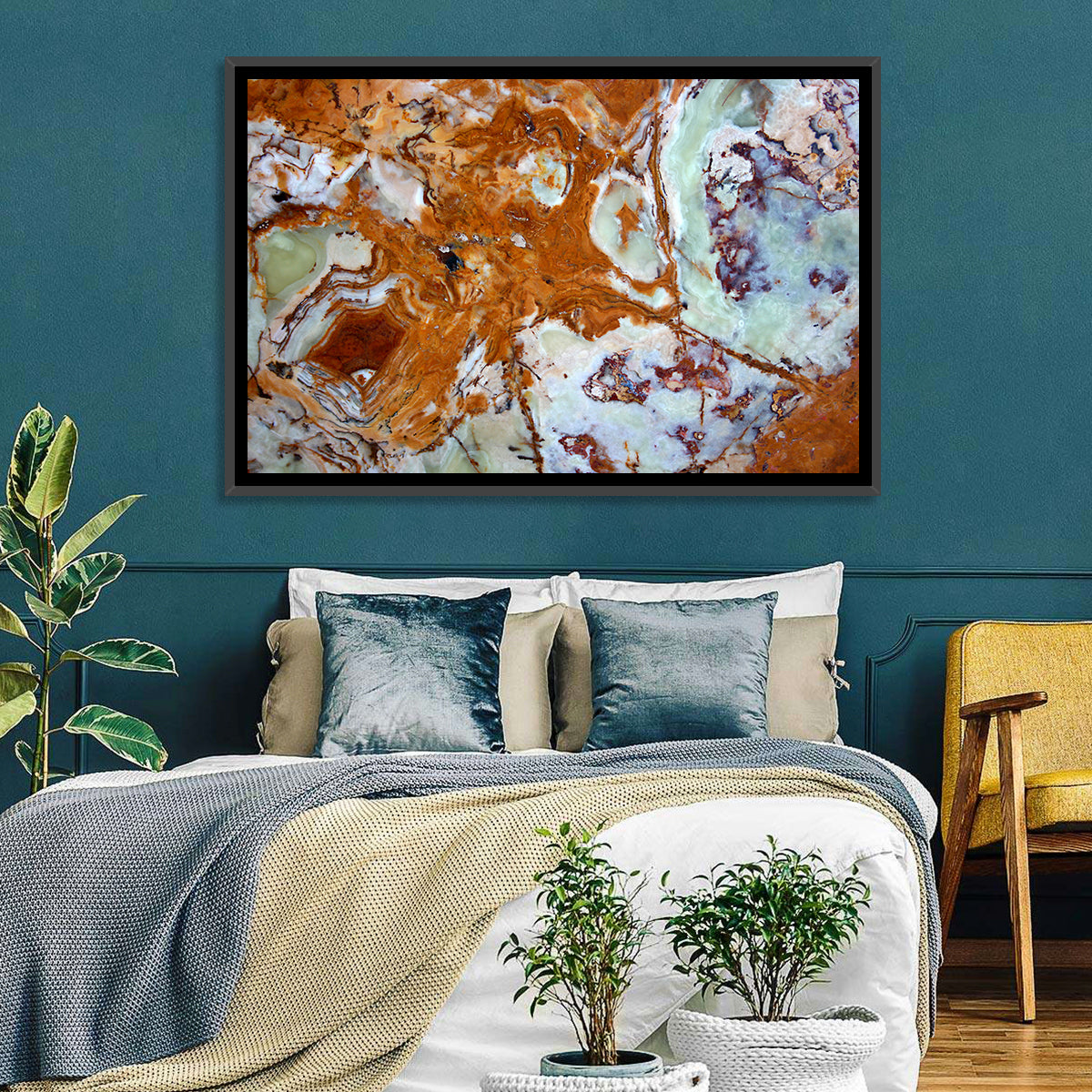 Onyx Texture Abstract Wall Art in a room, landscape