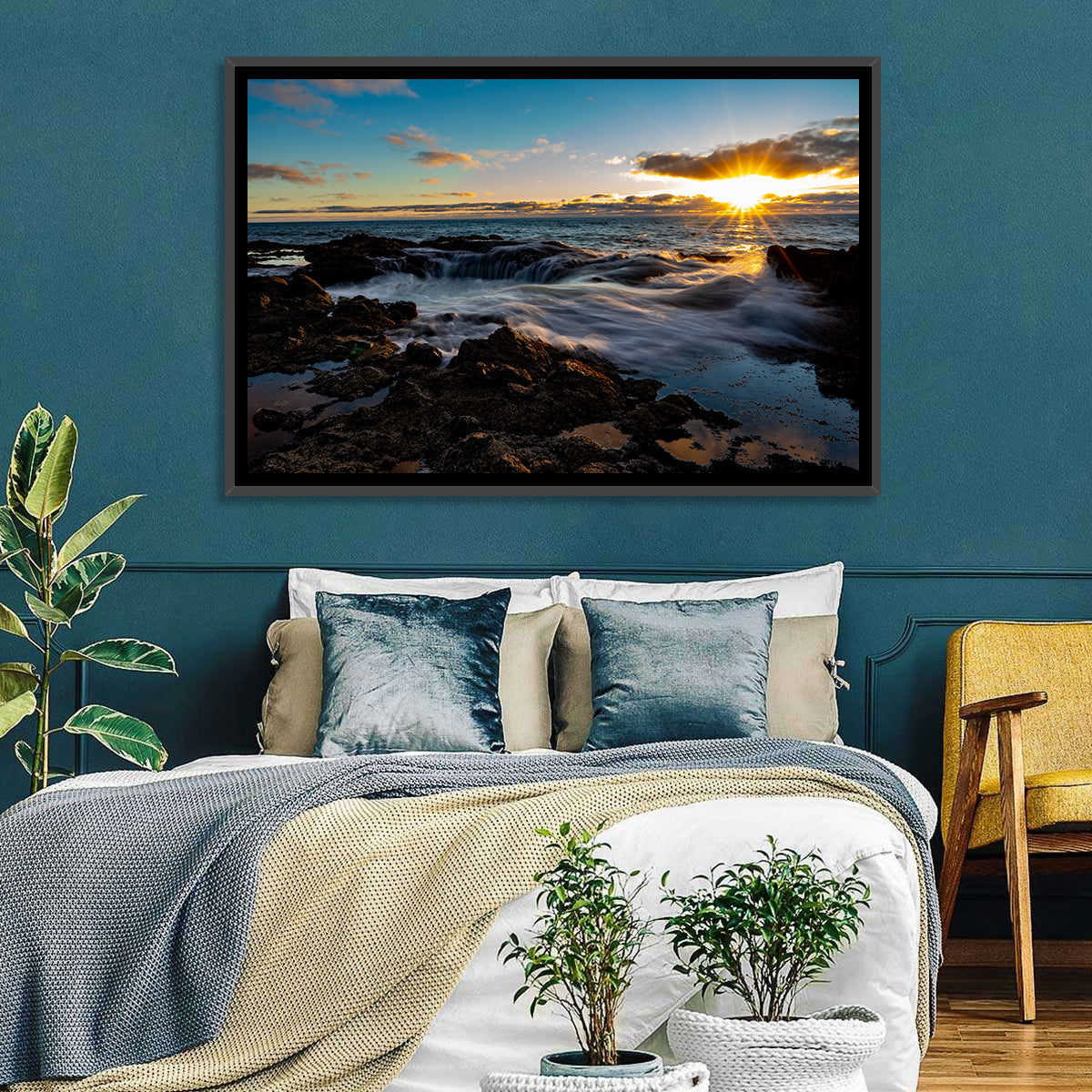 Thor's Well Sunset, Oregon Coast Wall Art in a room, landscape