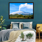 Snow-capped Mount Etna with Volcanic Plume Wall Art
