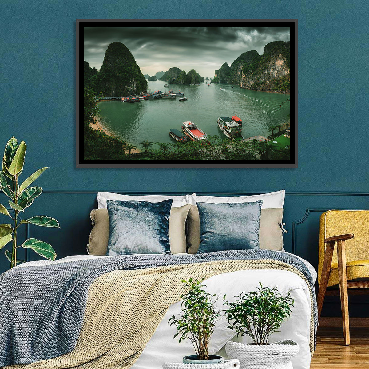 Ha Long Bay Vista Wall Art in a room, landscape