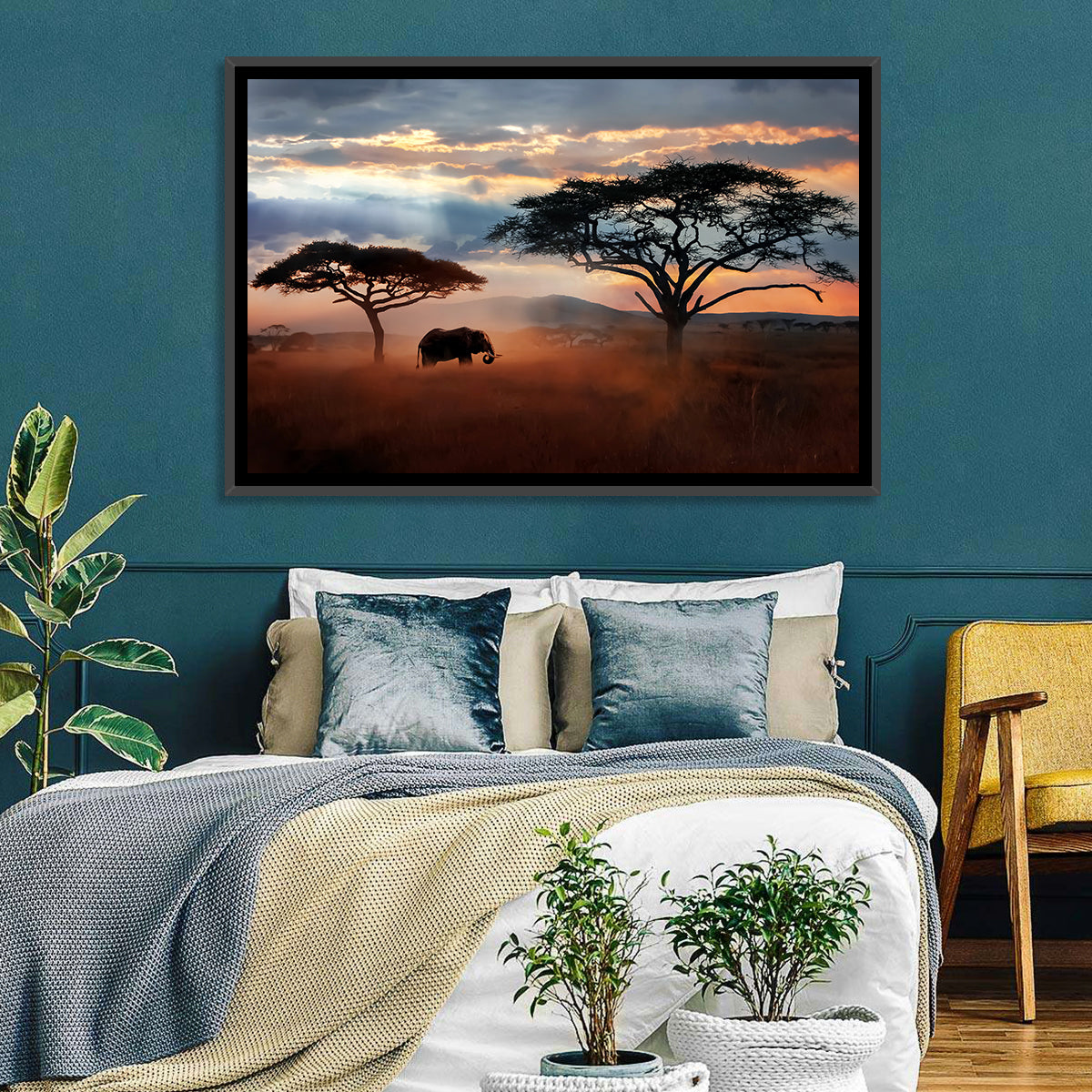 Savanna Elephant at Sunset Wall Art