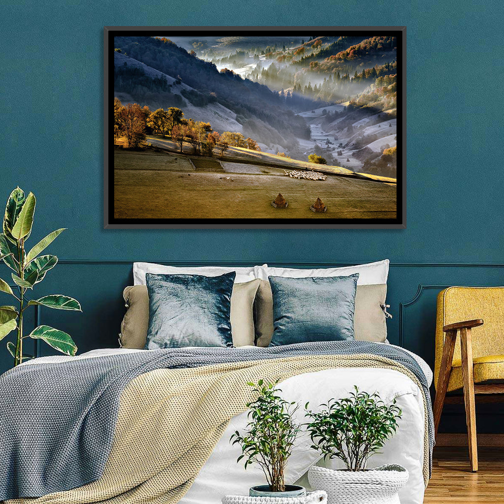 Mountain Village in Morning Mist Wall Art