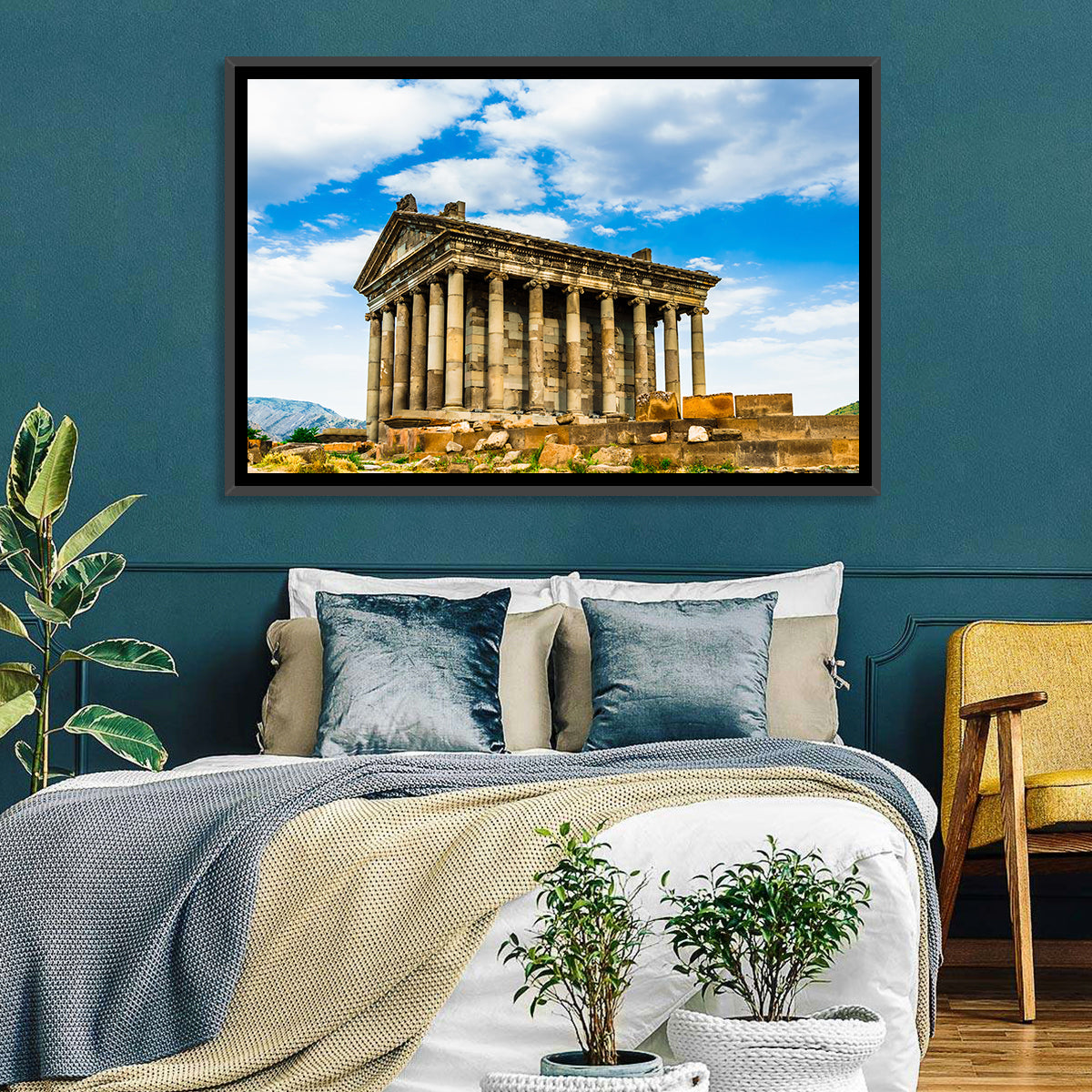 Temple of Garni Vintage Landscape Wall Art in a room, landscape