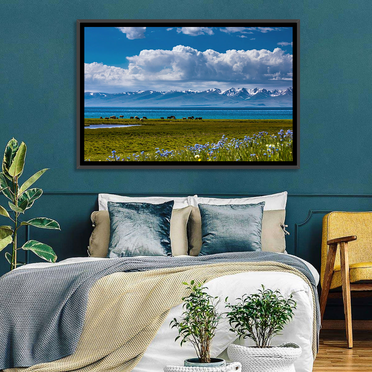 Song Kol Wildflower Shore Wall Art in a room, landscape