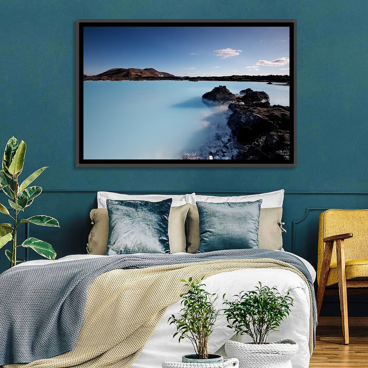 Blue Lagoon in Grindavík, Iceland Wall Art in a room, landscape