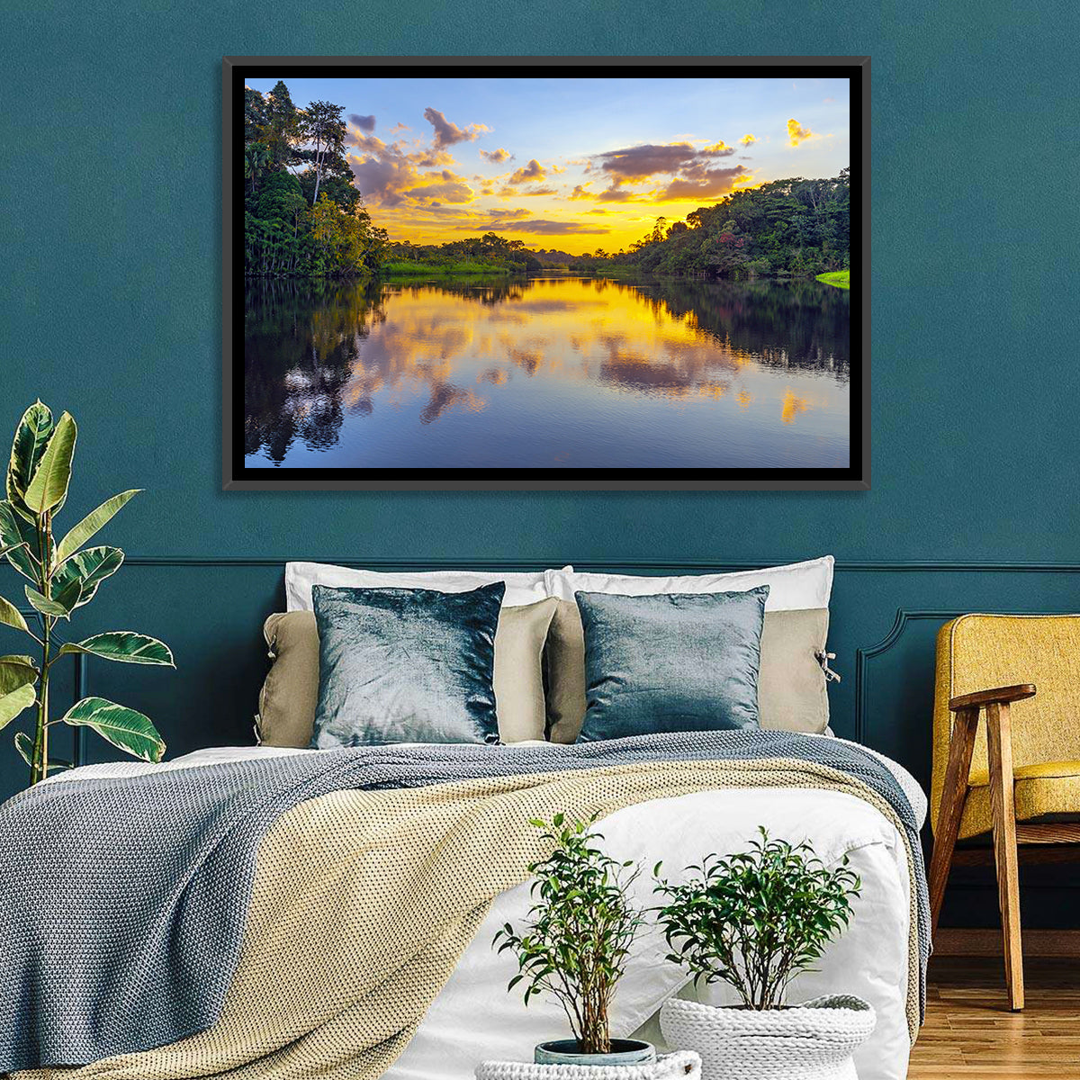 Amazon River Sunset Reflection Wall Art