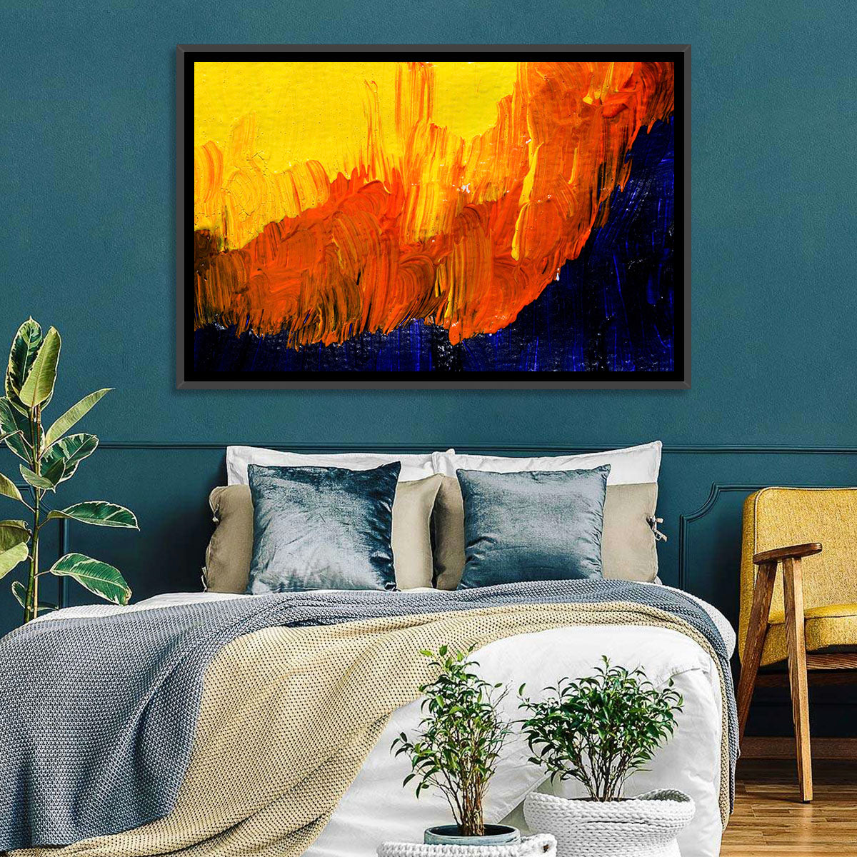 Mountain Ridge Abstract Wall Art in a room, landscape