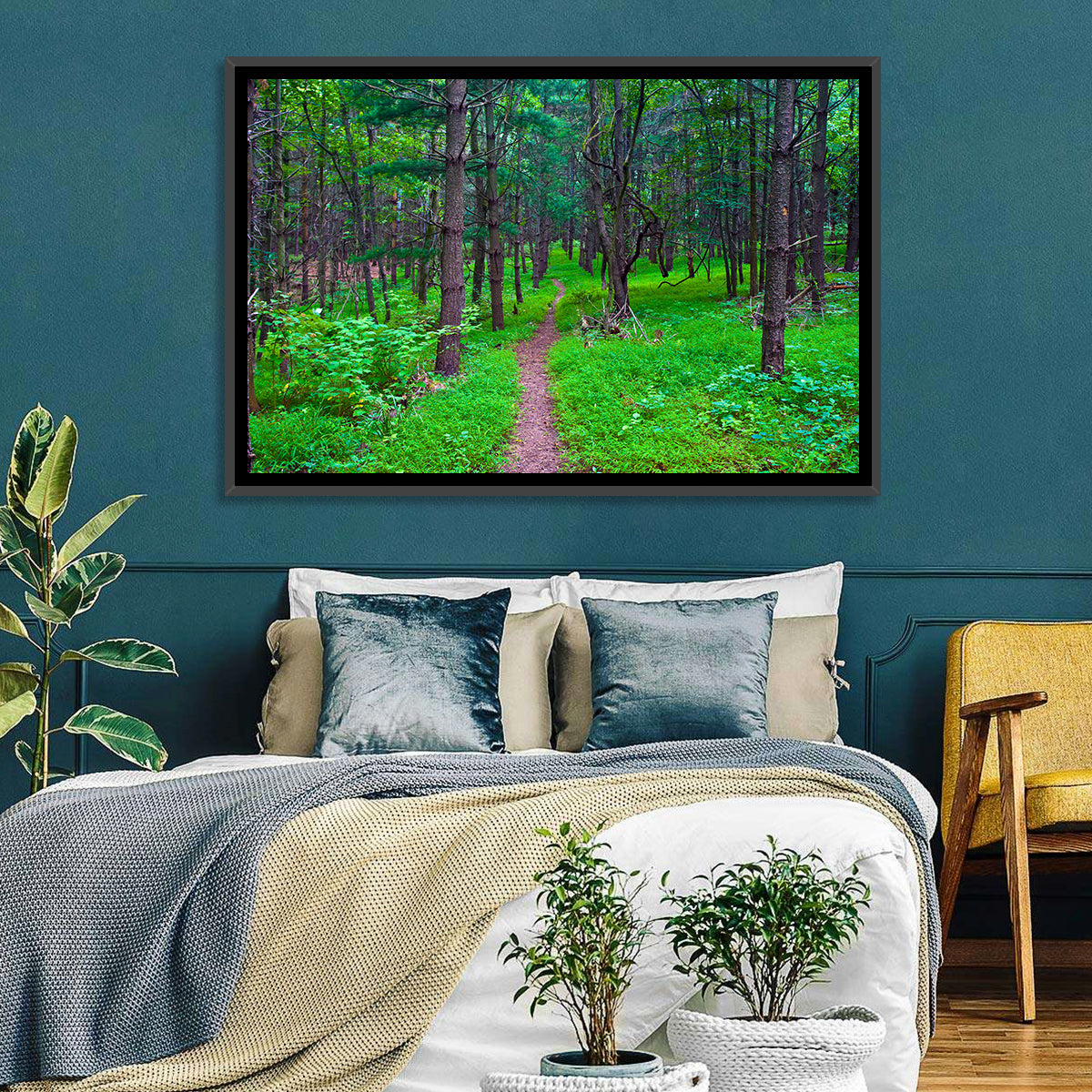Lush Virginia Forest Trail Wall Art in a room, landscape