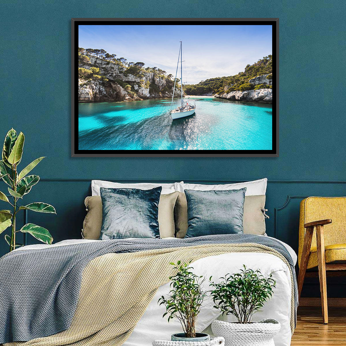 Menorca Cove Sailboat Wall Art