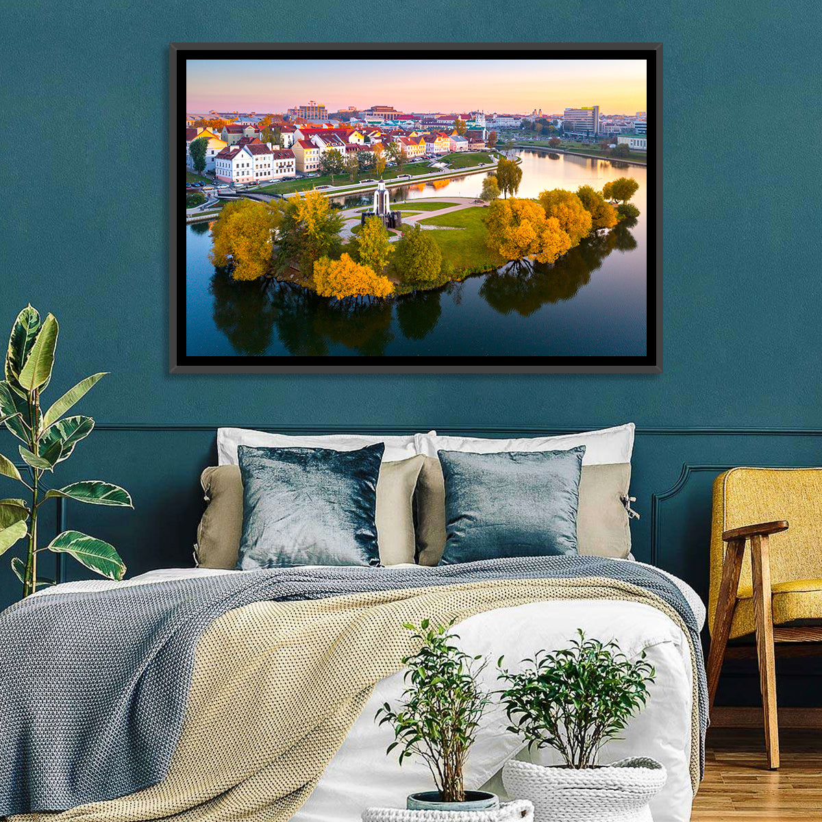 Minsk Island of Tears Golden Dusk Wall Art in a room, landscape