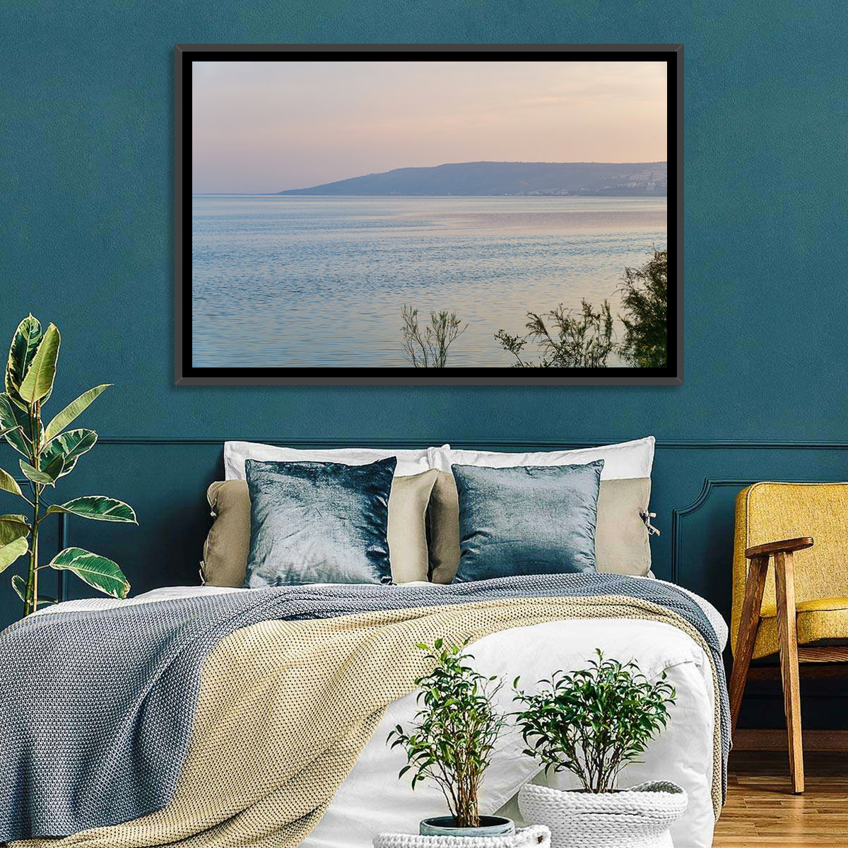 Sea of Galilee at Dusk Wall Art in a room, landscape