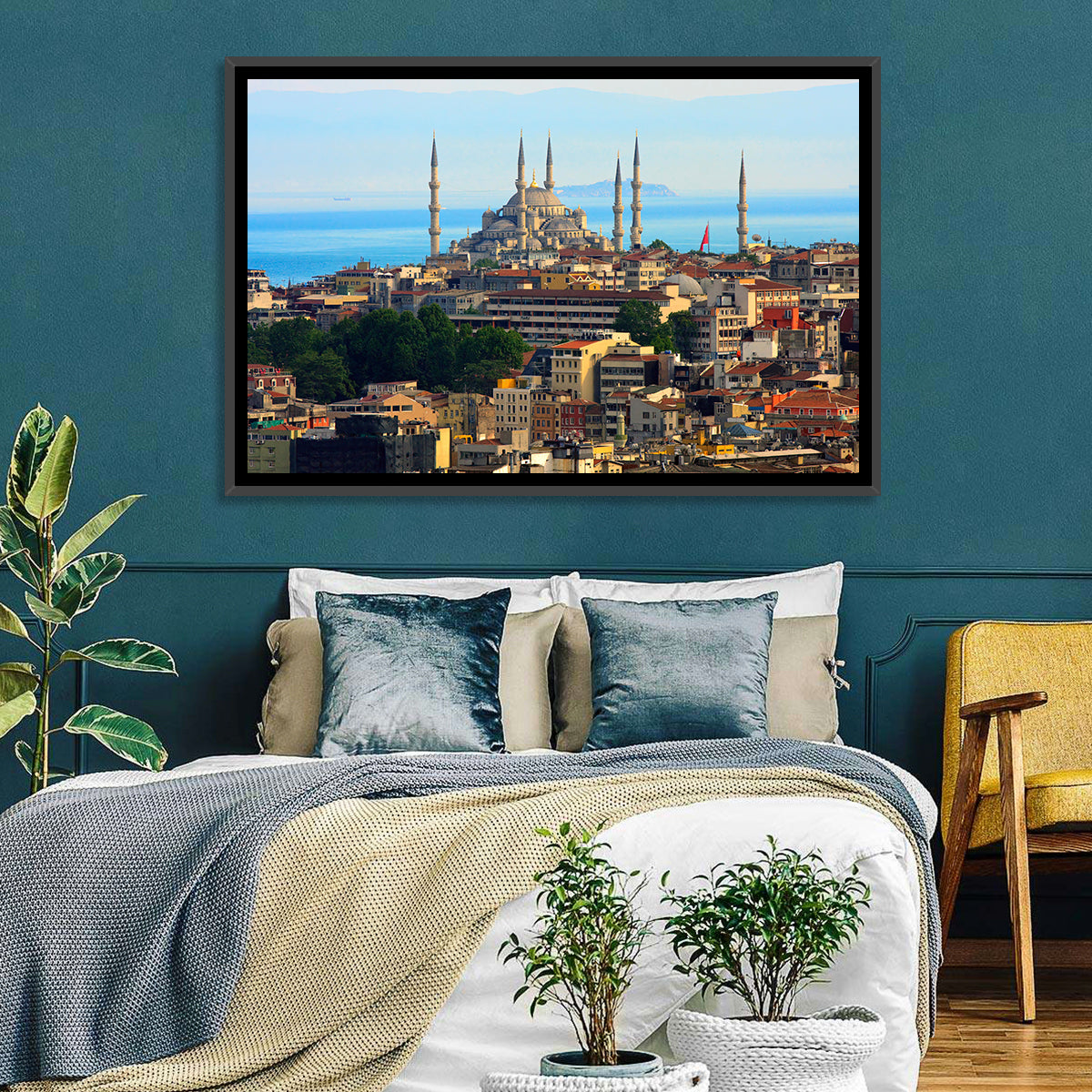 Sultan Ahmed Mosque Skyline Wall Art in a room, landscape