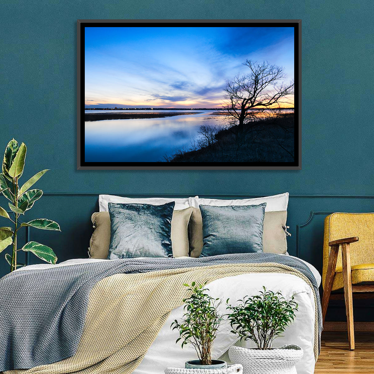 Lake Bemidji Twilight Wall Art in a room, landscape