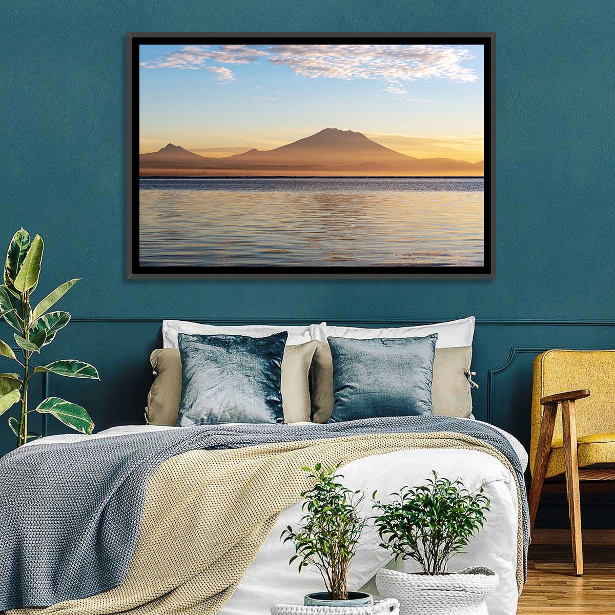 Mount Agung Sunrise Wall Art in a room, landscape
