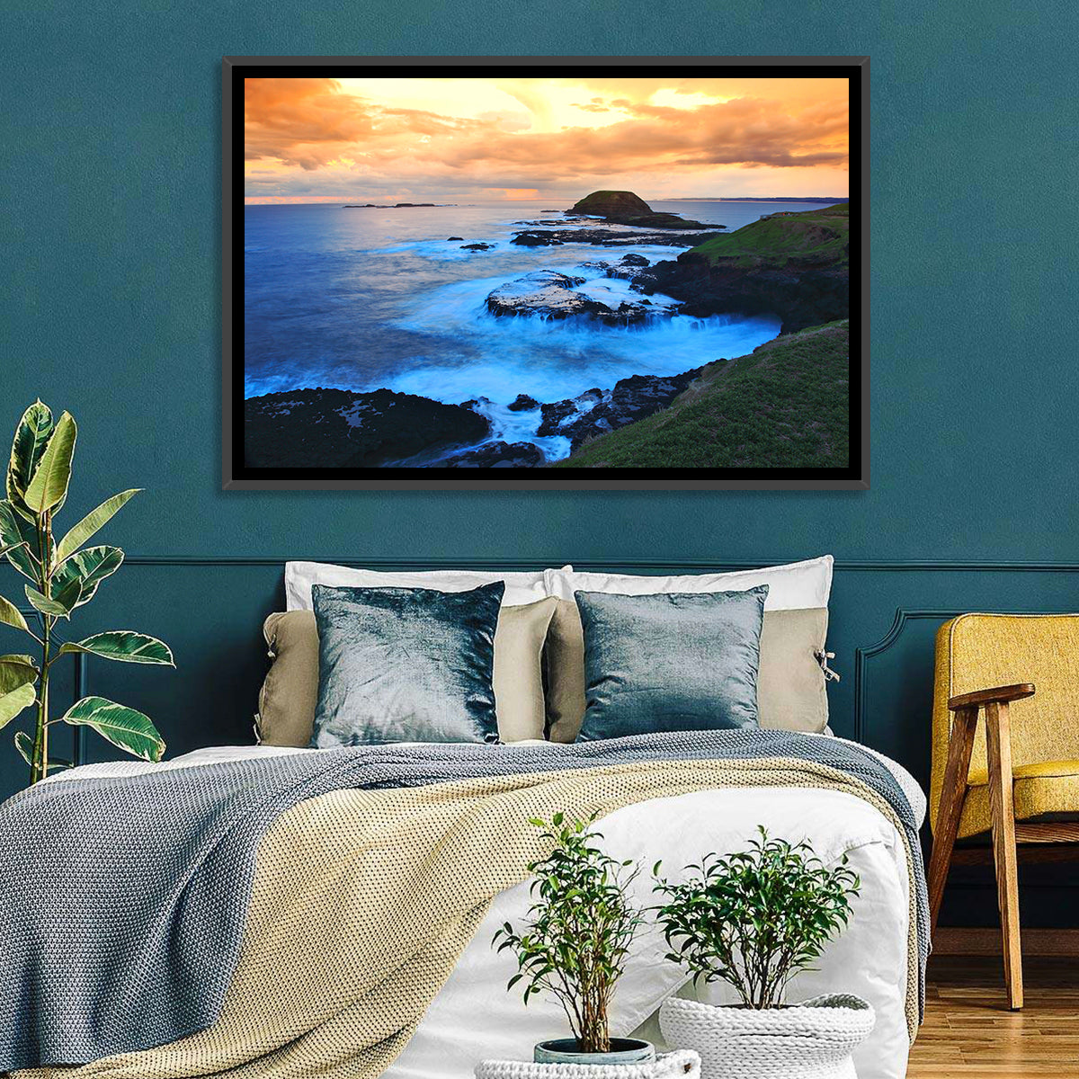 Phillip Island Cliffs at Sunset Wall Art in a room, landscape
