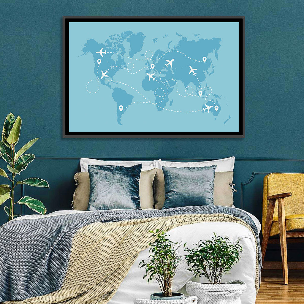 World Flight Routes Map Wall Art