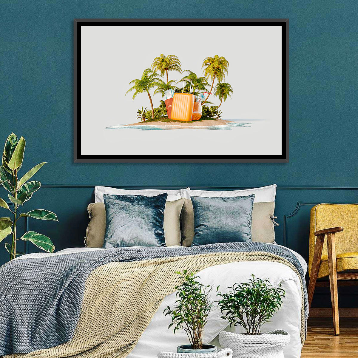 Tropical Island Vacation Illustration Wall Art