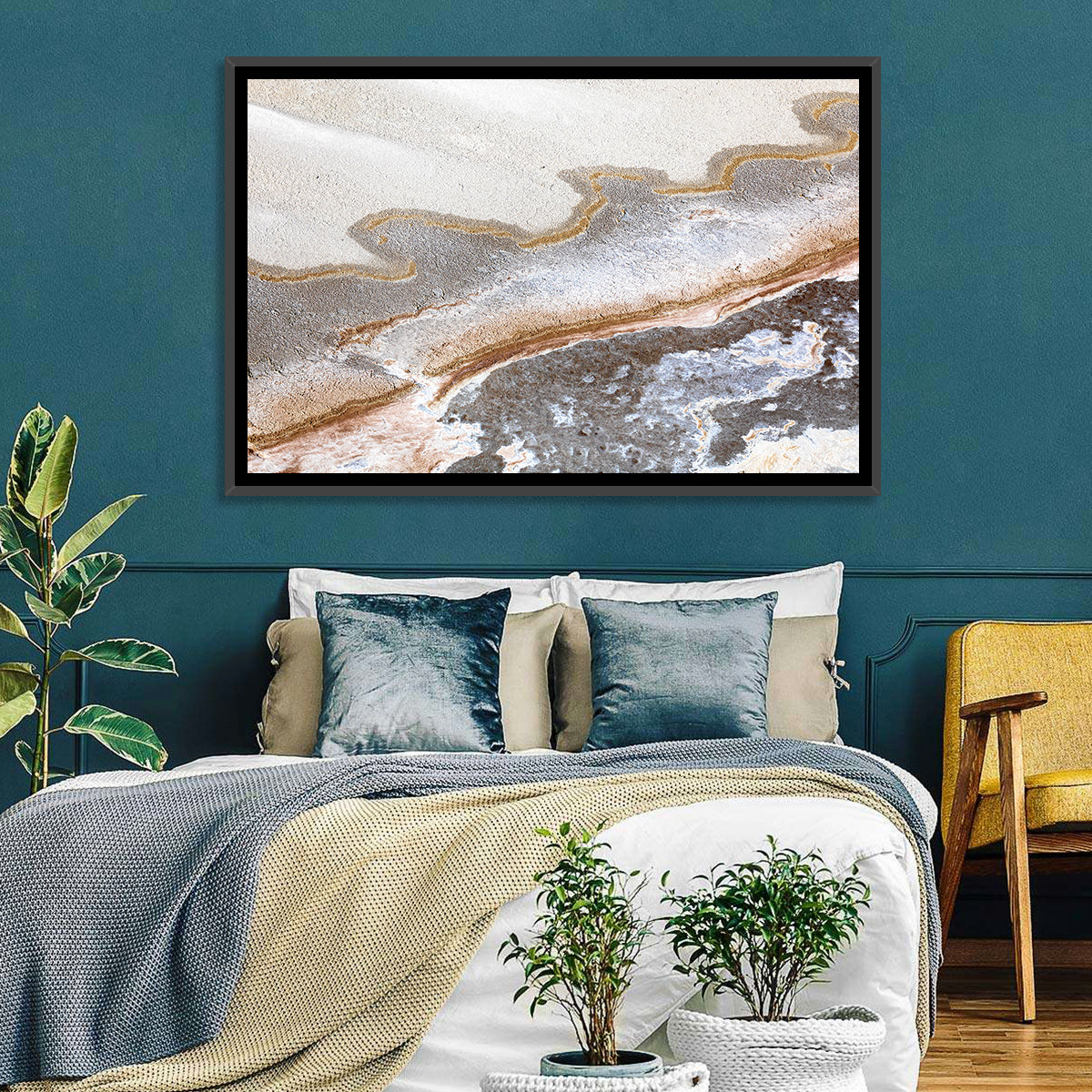 Lake Eyre Salt Flats Wall Art in a room, landscape