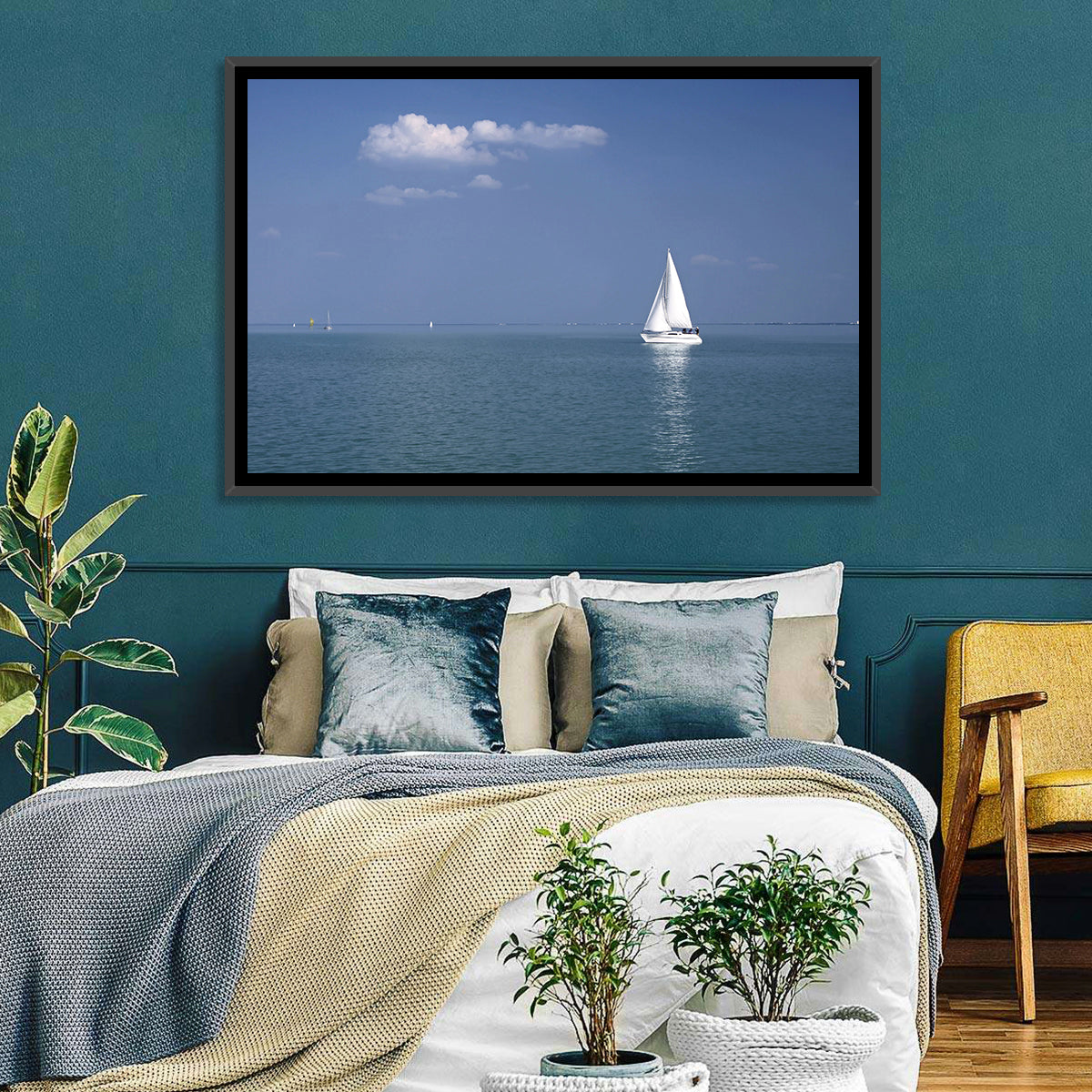 Sailboat on Lake Balaton Wall Art in a room, landscape