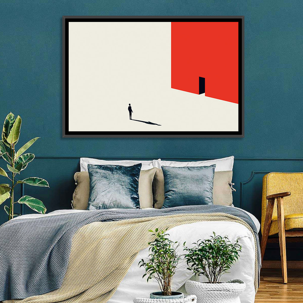 Solitary Figure with Red Door Wall Art