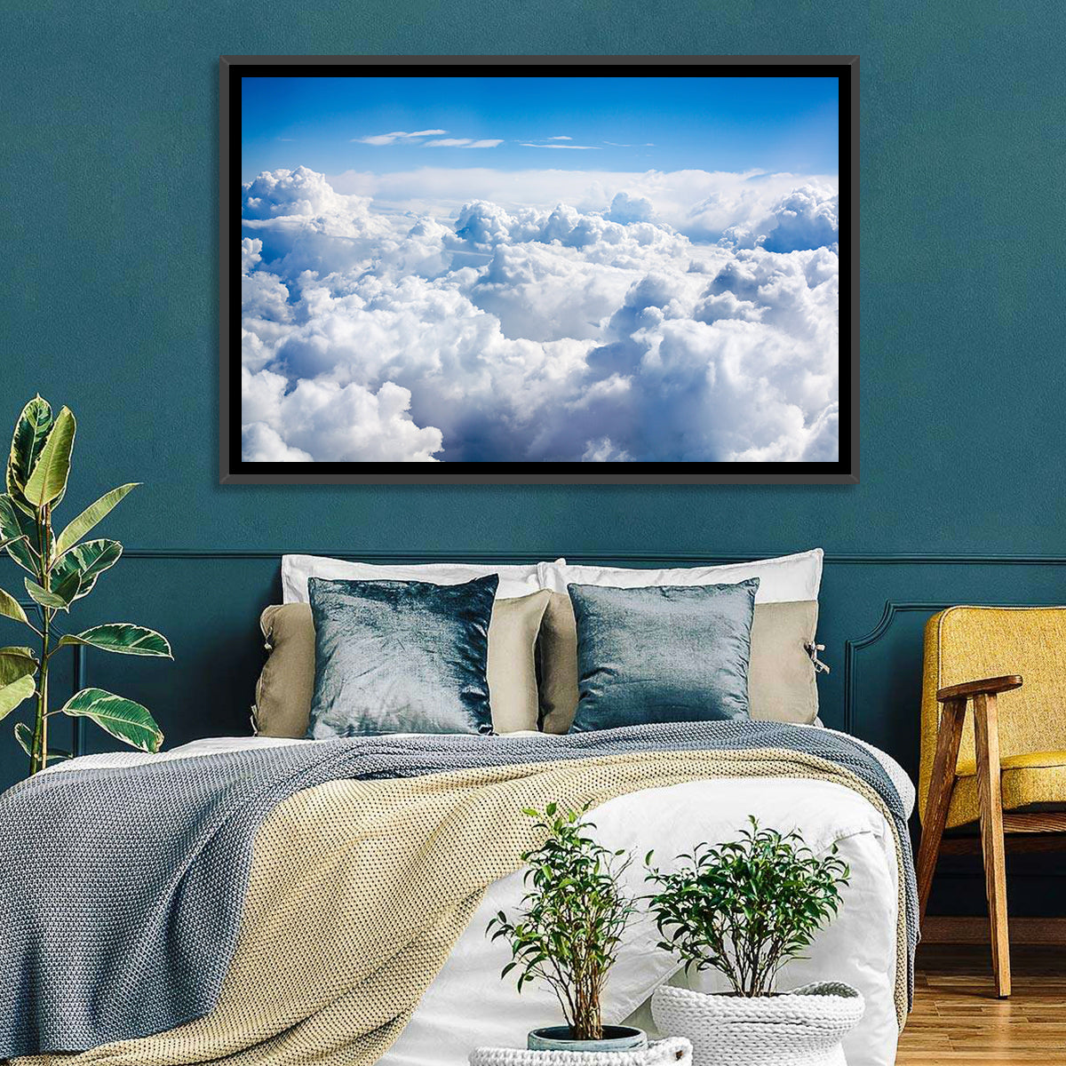Aerial Cloudscape Wall Art in a room, landscape