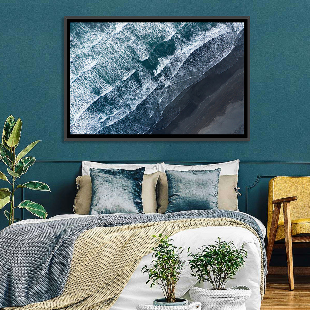 Volcanic Surf on Black Sand Wall Art
