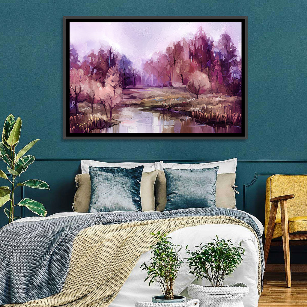 Lavender Autumn Forest Watercolor Wall Art