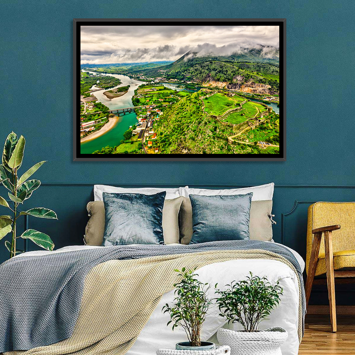 Rozafa Castle River Valley View Wall Art in a room, landscape