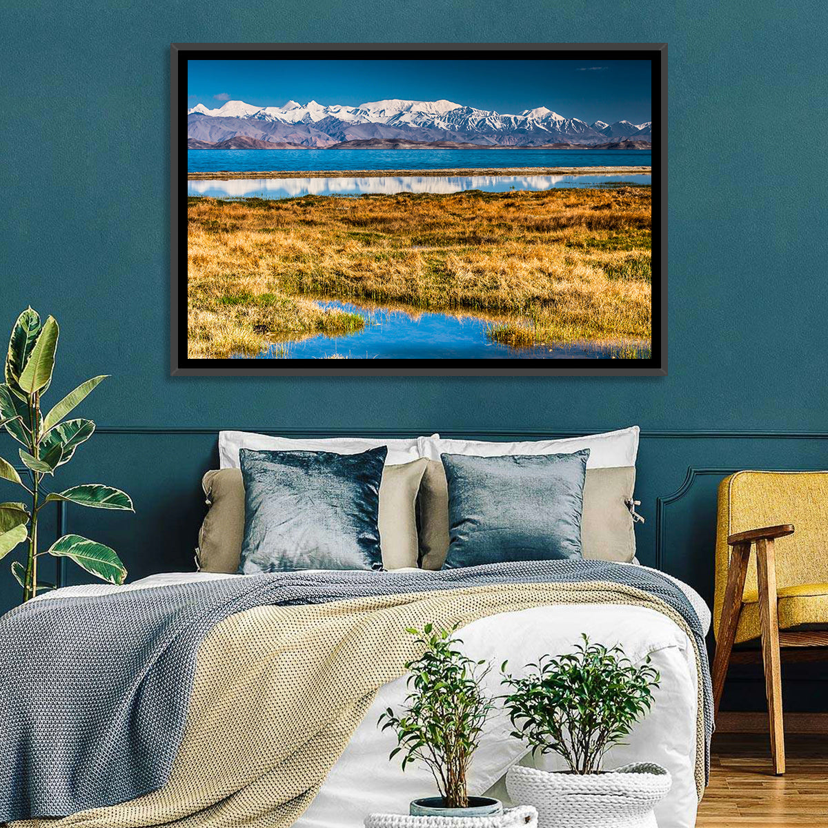 Karakul Lake Reflections Wall Art in a room, landscape